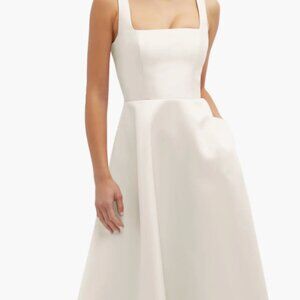 Square Neck Sateen Midi Gown